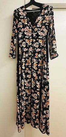 Missguided Black Floral Dress buttons down, new