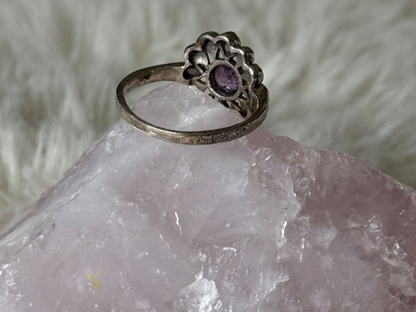 Anelli: Vintage Silberring 925 mit lila Stein – Usato da Istighofen venduto da Ringparadies 1