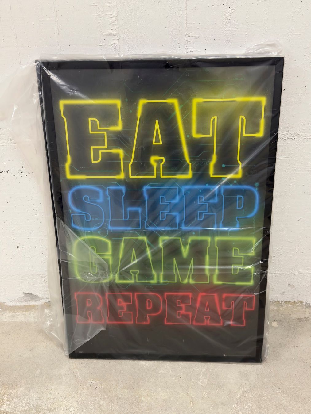 Gemälde: Wandbild "Eat. Sleep. Game. Repeat." mit Rahmen – Neu (gemäss Beschreibung) aus Gockhausen von _720