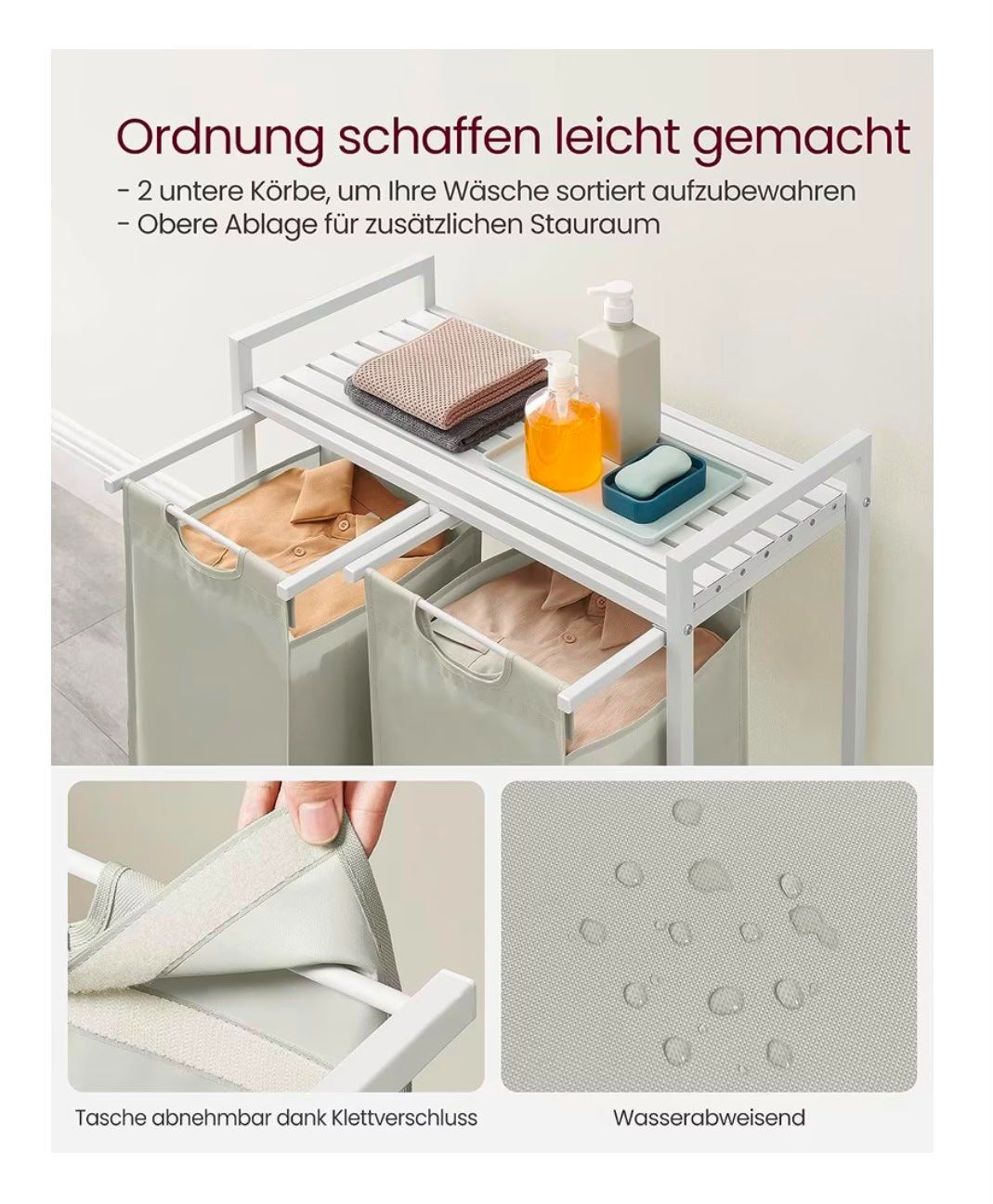 Cesti per biancheria: Wäschekorb mit Ablage, 2 Fächer, grau, praktisch & schön – Usato da Fieschertal venduto da vol_6n9b 1