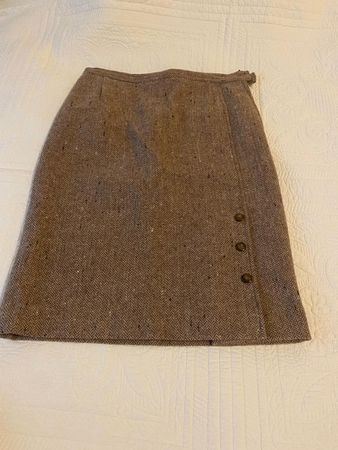 Jupe en laine bouclée marron vintage, taille 38