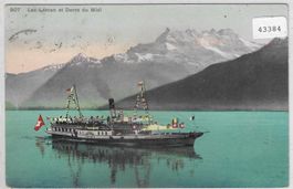 Lac Leman et Dents du Midi - Bateau-Salon "Vevey" Litho