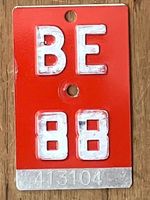 BE 88 - VELONUMMER - FAHRRADSCHILD - PLAQUE DE VELO - BE 88