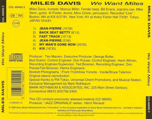 CD: Davis Miles: We want Miles CD – Nuovo e nell'imballaggio originale da Steinhausen venduto da Vilivinili 1