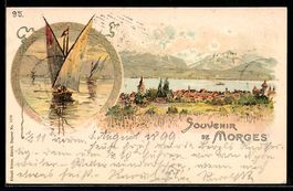 Litho Morges, Gesamtansicht mit Gewässe