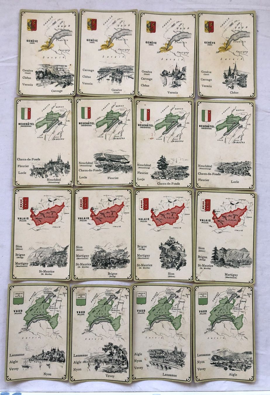 Giochi: Jeu des Cantons / Kantonsspiel Schweiz - Antikes Quartett – Usato da Schaffhausen venduto da durruti 6