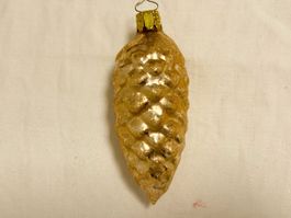 Goldener Zapfen Christbaumschmuck Vintage 9 x 5 cm!
