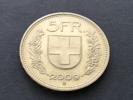 5 Franken Münze 2009 fast unzirkuliert