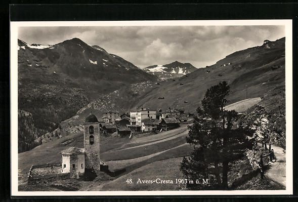 Cartoline postali: AK Avers-Cresta, Panorama mit Kapelle – Usato da Berlin venduto da bartko-reher
