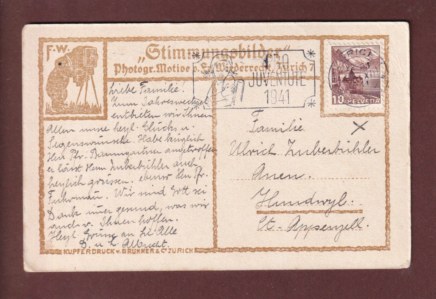 Cartoline postali: STIMMUNGSBILDER - 1941 – Usato da Pully venduto da nicecards 1