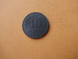 Dt. Reich 1920, 10 Pfennig  ohne Münzzeichen