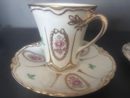 Haviland, France, elegante Mokkatassen, handbemalt, 2er Set