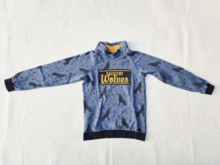 Cooler Jungenpullover mit Wolfsmotiv Gr. 140