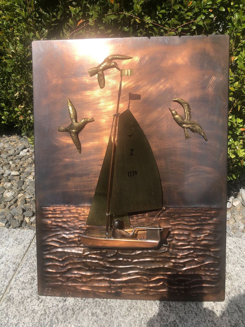 Foto & Immagini: KUNST Kupferbild Segelboot mit möven – Usato da BERNECK venduto da kappi321 1