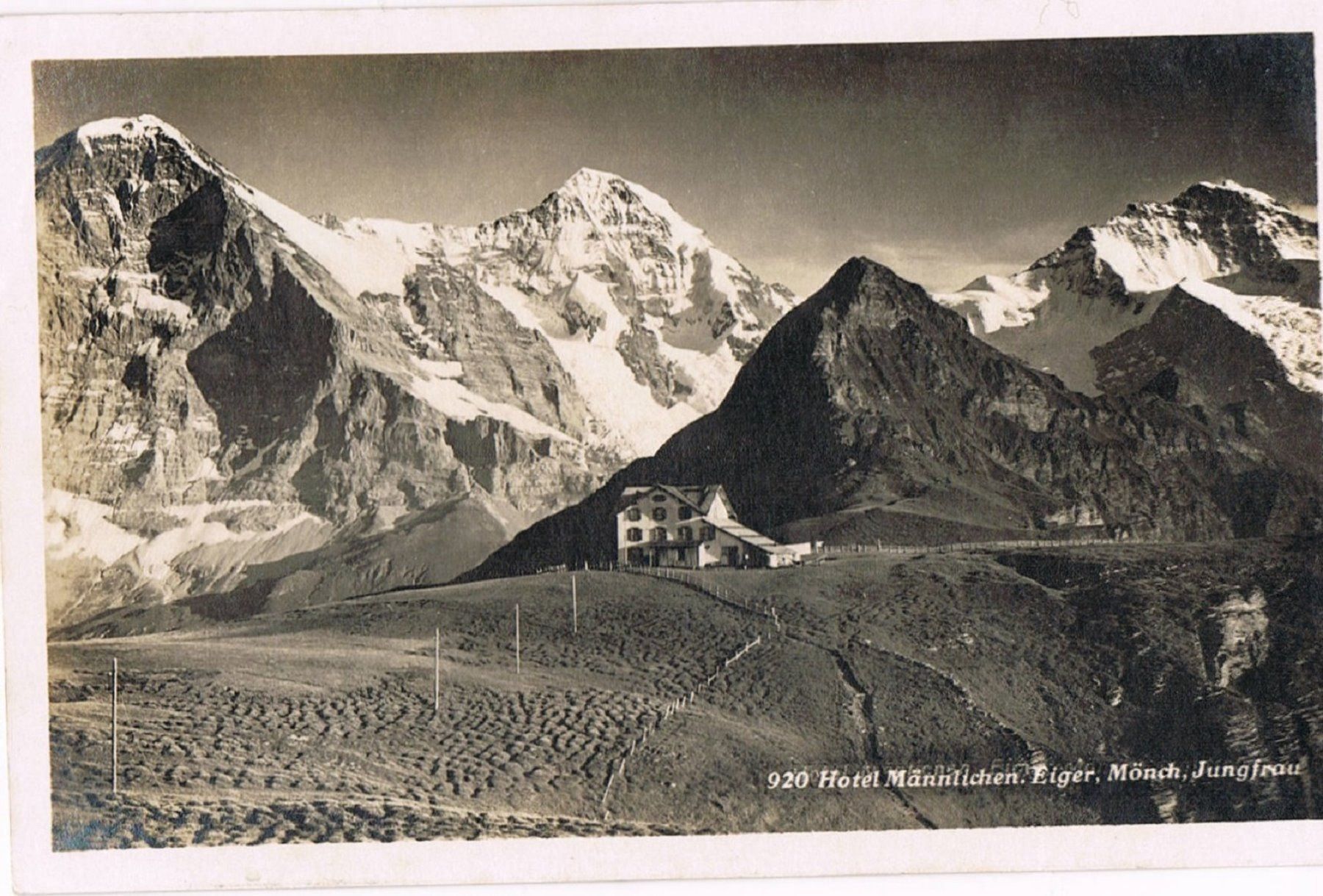 Ansichtskarten: Hotel Männlichen, Eiger, Mönch, Jungfrau – Gebraucht aus Buchs AG von Baerfisch