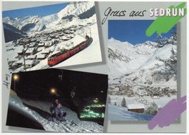 Gruss aus SEDRUN Furka-Oberalp-Bahn - Sessellift - Rodelbahn