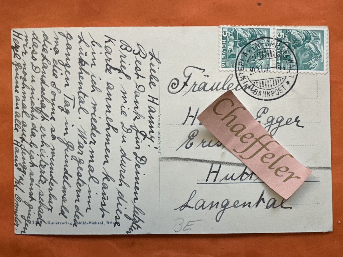 Cartoline postali: Hotel Faulhorn 1937 – Usato da Zürich venduto da Chaeffeler 1