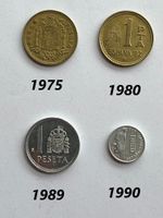 Spanische Pesetas - 1975, 1980, 1989, 1990,