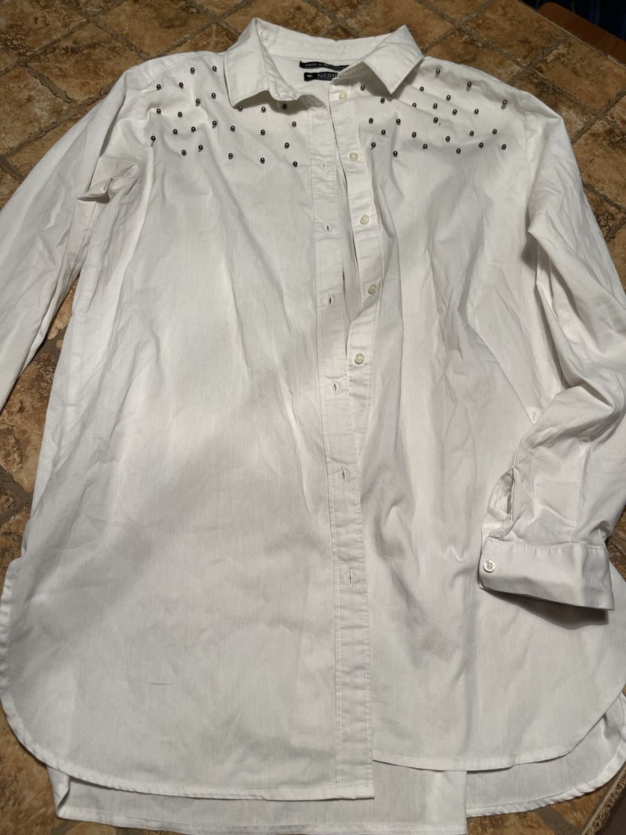 Camicette: Camicia lunga bianca Alcott con borchie di cotone-tg38/40 – Nuovo (secondo la descrizione) da Gordevio venduto da LanaZimm