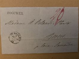 1859 Beleg mit Inhalt Roggweil - Bevers mit Bahnpost Stab