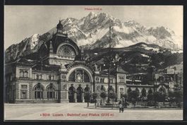 Luzern, Bahnhof und Pilatus, Hotel Monop