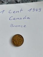 Kanada 1 Cent Bronze Münze von 1949, gut erhalten!