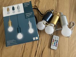 Ziehlampe Metallic 3er-Set, Batteriebetrieben, Camping, Zelt
