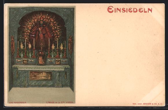 Cartoline postali: Lithographie Einsiedeln, Das Marienbild – Usato da Berlin venduto da bartko-reher