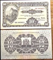 GIBRALTAR  50 PENCE 2018 SUR BILLET 10 SHILLINGS 1934 (UNC)