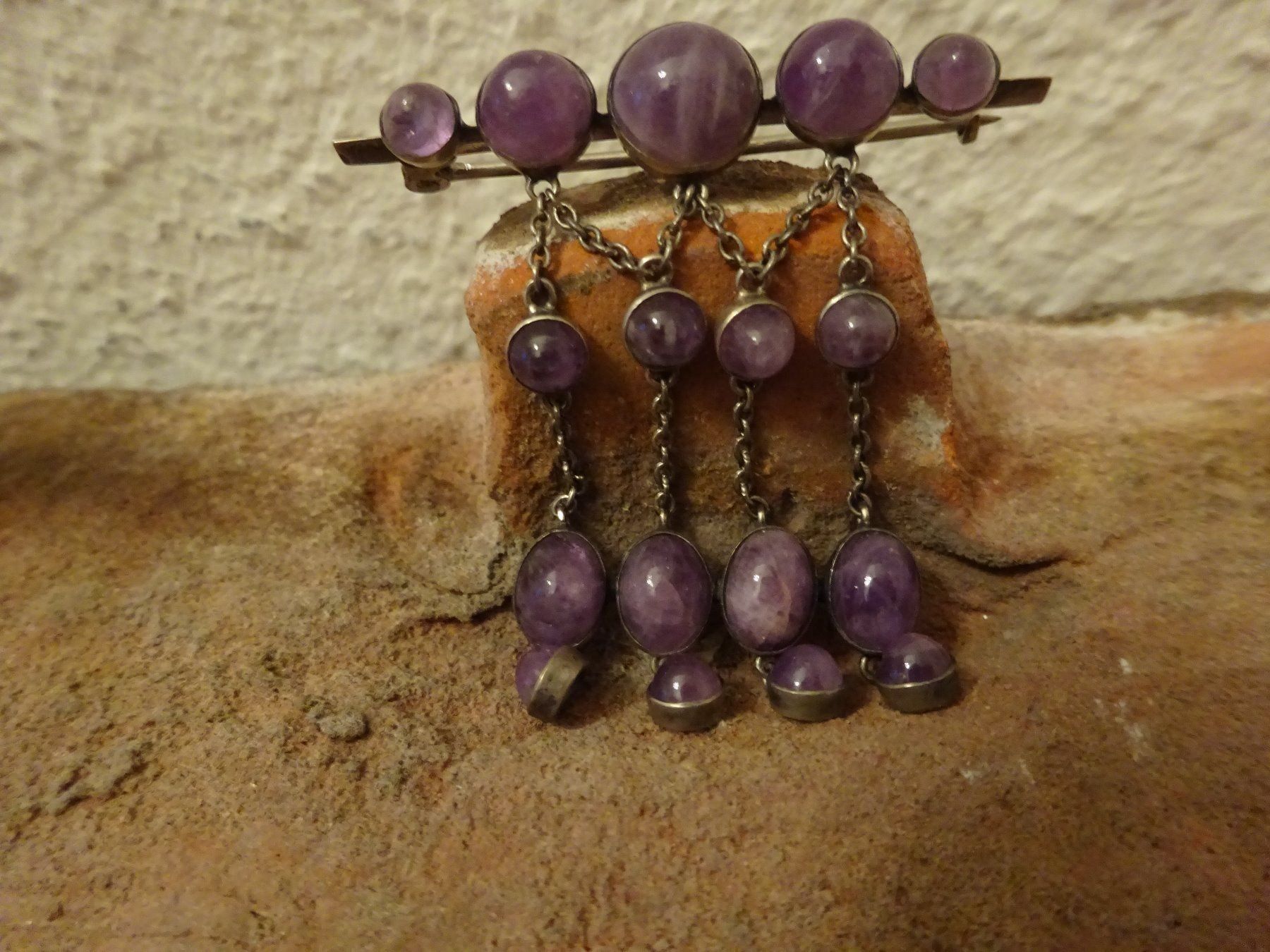 Spille & Fermagli: Brosche Amethyst Jugendstil / 800 Silber – Usato da Esslingen venduto da FetteSchnecke 1