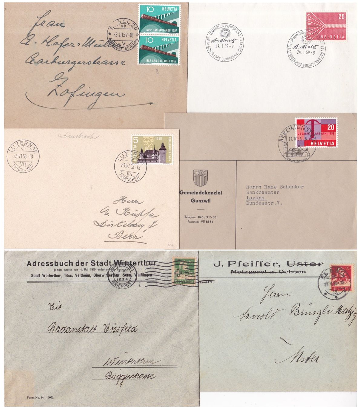 Alle Briefmarken: 65 Stk. Alte CH Briefe, Postkarten, Belege – Gebraucht aus Münchwilen AG von Nesar 9