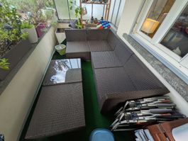 Balkon Lounge Set Rattan braun mit Tisch gebraucht