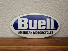 Emailschild Buell Motorrad Wekstatt USA Logo Emaille Schild