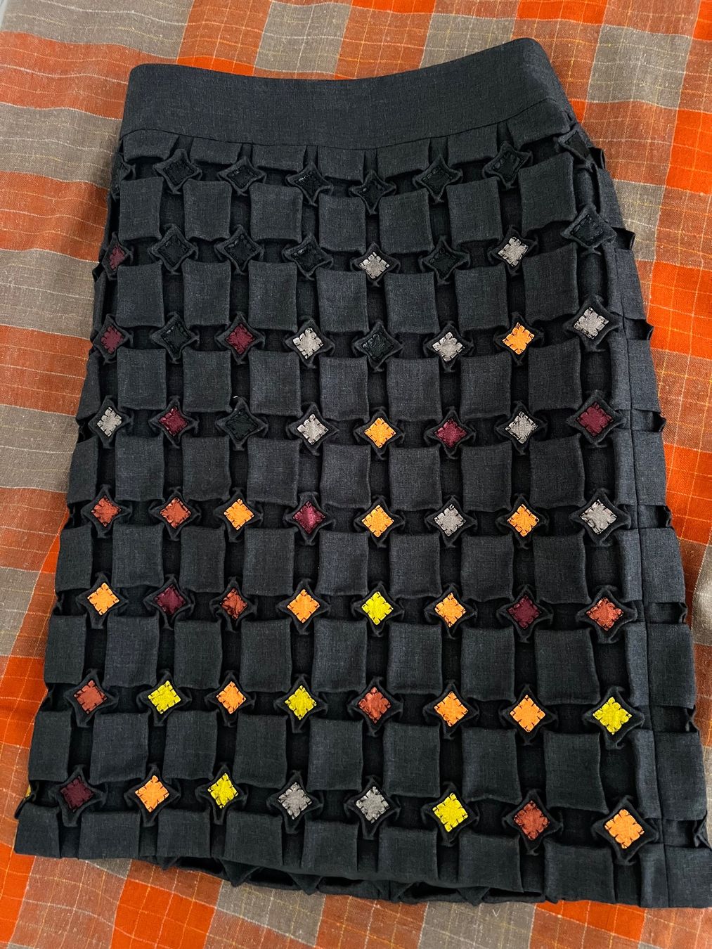 Bottega Veneta Gonne: Bottega Veneta wool & leather patch skirt – Nuovo (secondo la descrizione) da Lausanne venduto da NYC67 4