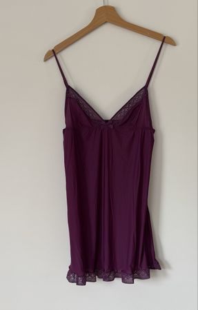 Negligee Damen Gr. M Aubergine Lila Spitze Nachthemd