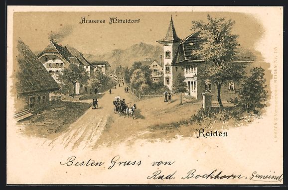 Cartoline postali: Litho Reiden, Äusseres Mitteldorf mit K – Usato da Berlin venduto da bartko-reher