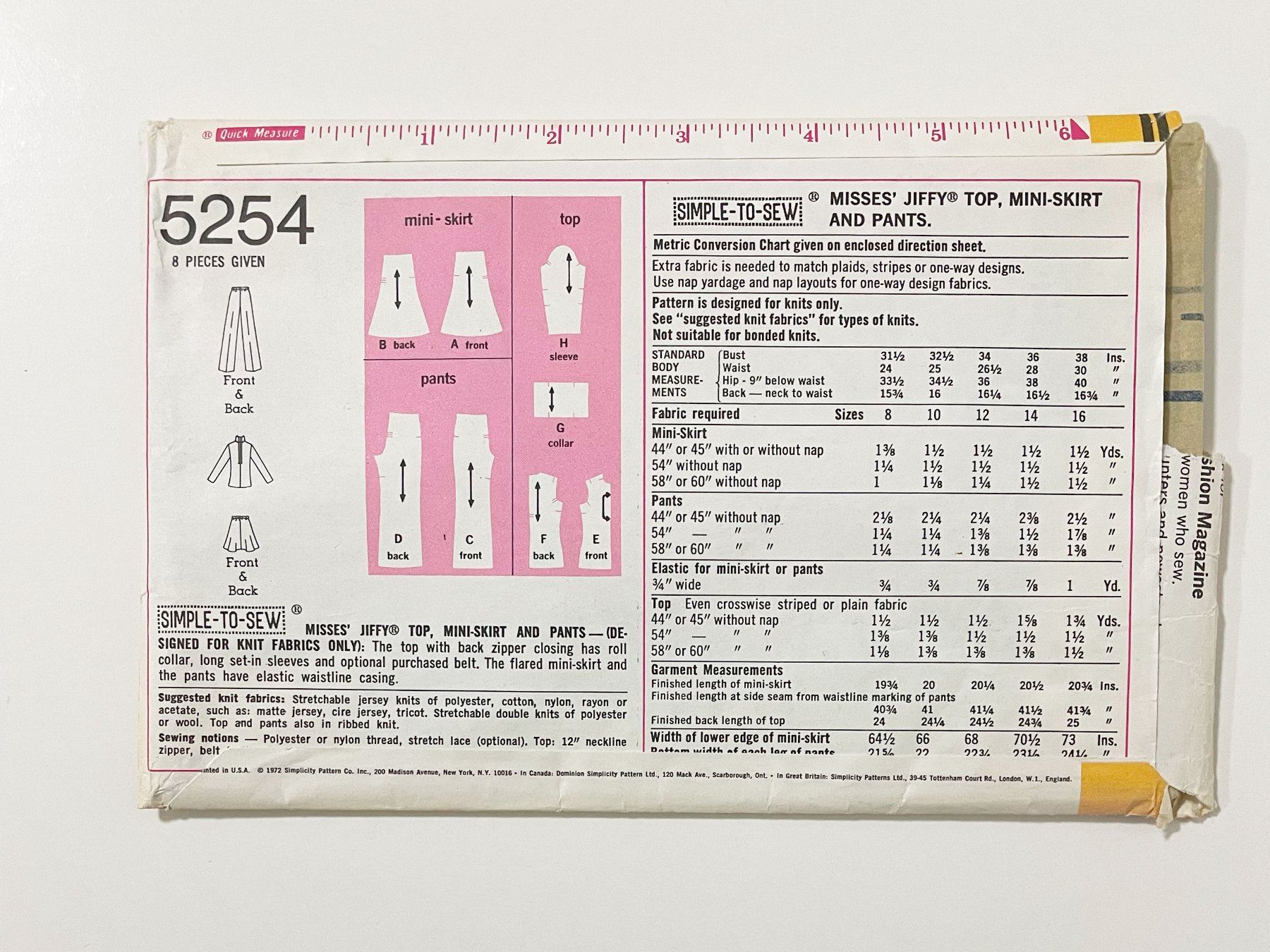 Schnittmuster: Schnittmuster S SIMPLICITY 5254 Rolli Hosen Jersey – Gebraucht aus Brüttisellen von Buxus 1