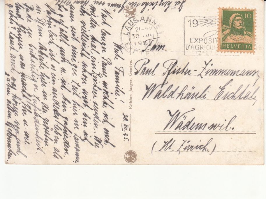 Cartoline postali: Lausanne 1925 – Usato da Bürglen TG venduto da StampGraf 1