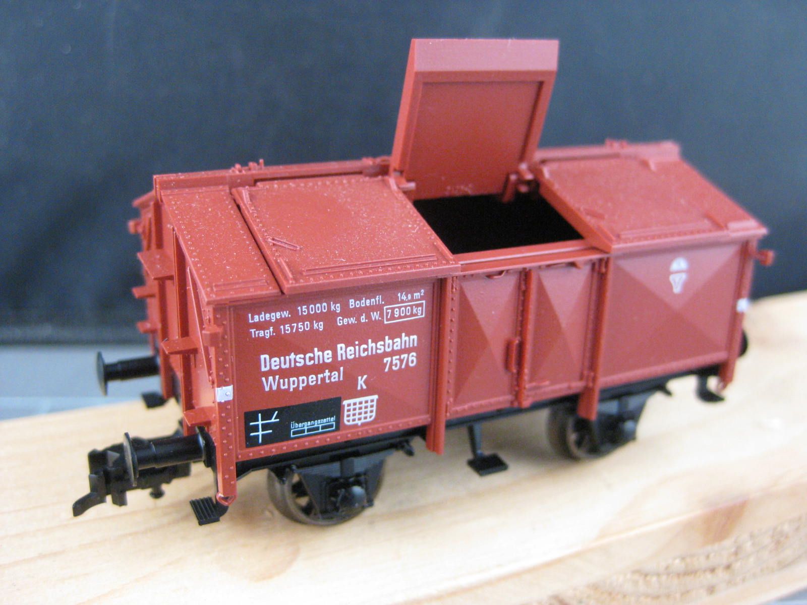 Fleischmann Modellini di ferrovie: Fleischmann 5213 DRG Klappdeckelwagen – Nuovo (secondo la descrizione) da Malters venduto da Marosko 1