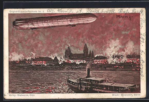 Bilder & Poster: Mainz, Teilansicht und Zeppelin – Gebraucht aus Berlin von bartko-reher