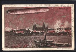 Mainz, Teilansicht und Zeppelin
