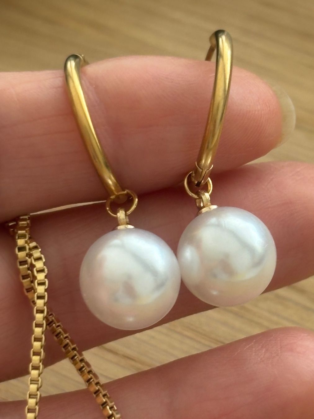Ketten: Luxus Edelsthal Kette/Orstecker Farbe :Gold Kunstperlen – Neu (gemäss Beschreibung) aus Biel-Bienne von Roserosse13 1