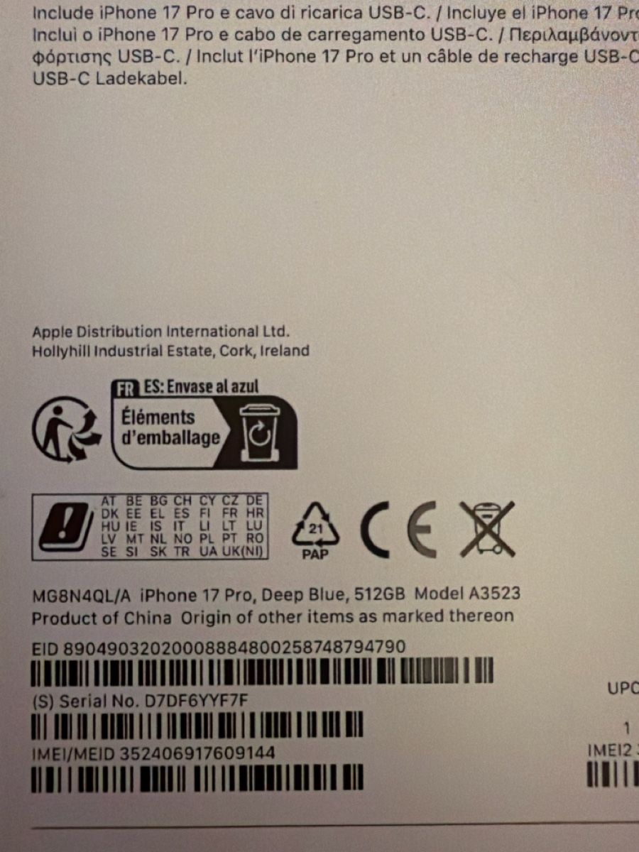 Apple Handys / Smartphones: Iphone 17 pro 512Gb – Neu und originalverpackt aus Wallisellen von sal_6x7n 2