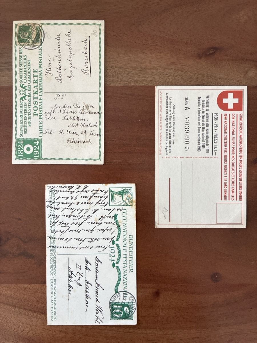 Cartoline postali: 7 Ansichtskarten Schweiz Bundesfeier A – Usato da Oftringen venduto da Cla.vD.74 3