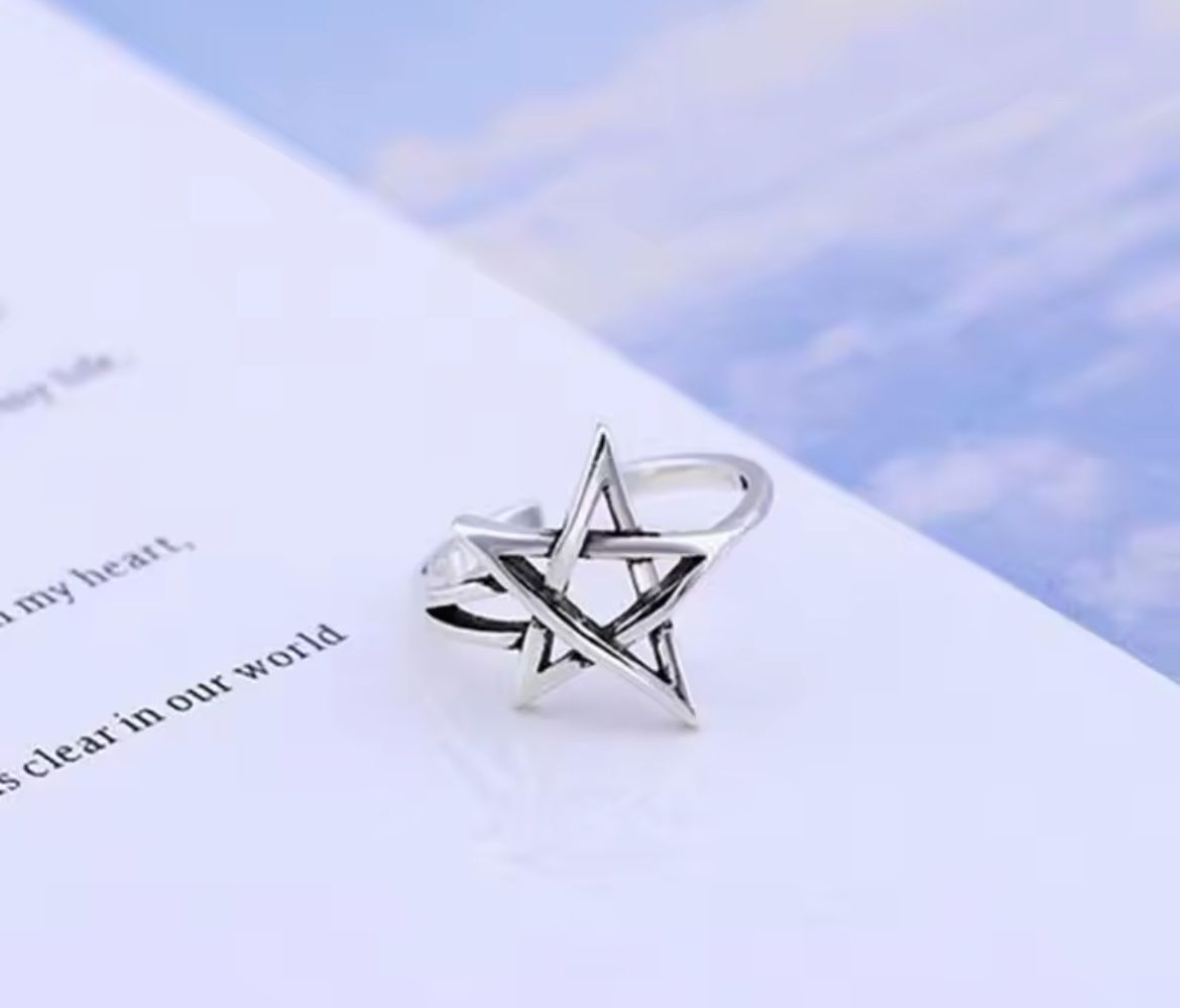 Anelli: Ring mit Pentagramm (verstellbar, one Size) – Nuovo e nell'imballaggio originale da Gams venduto da Mariawicca 2