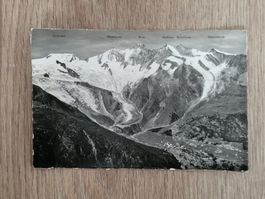 Alte Ansichtskarte Saas-Fee 1800m Mischabelhütte 3293m