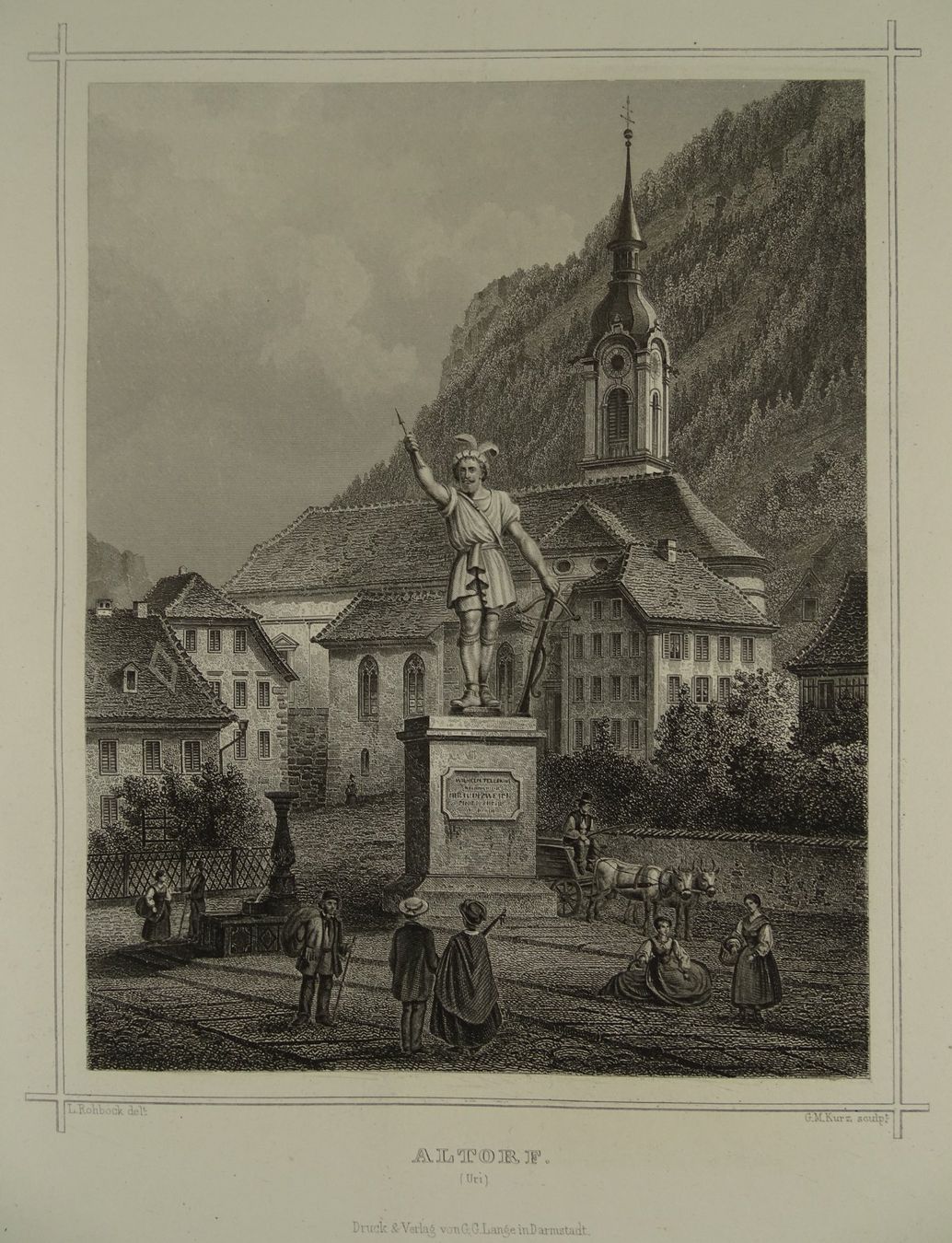 Incisioni: ALTDORF, STAHLSTICH NACH ROHBOCK 1870 – Usato da Grüningen venduto da Kartensammler 1
