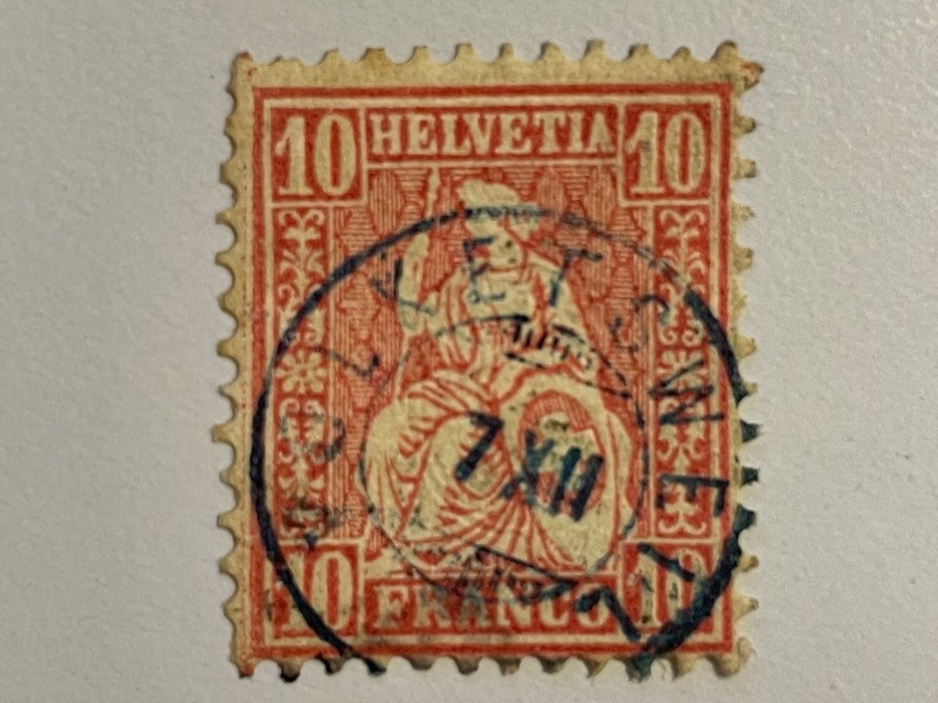 Tutti i francobolli: Sitzende Helvetia 10 Rp – Usato da Küssnacht am Rigi venduto da POSTOMASTER