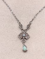Jugendstil 925er Silber Collier Natur Opel, Markasiten Top
