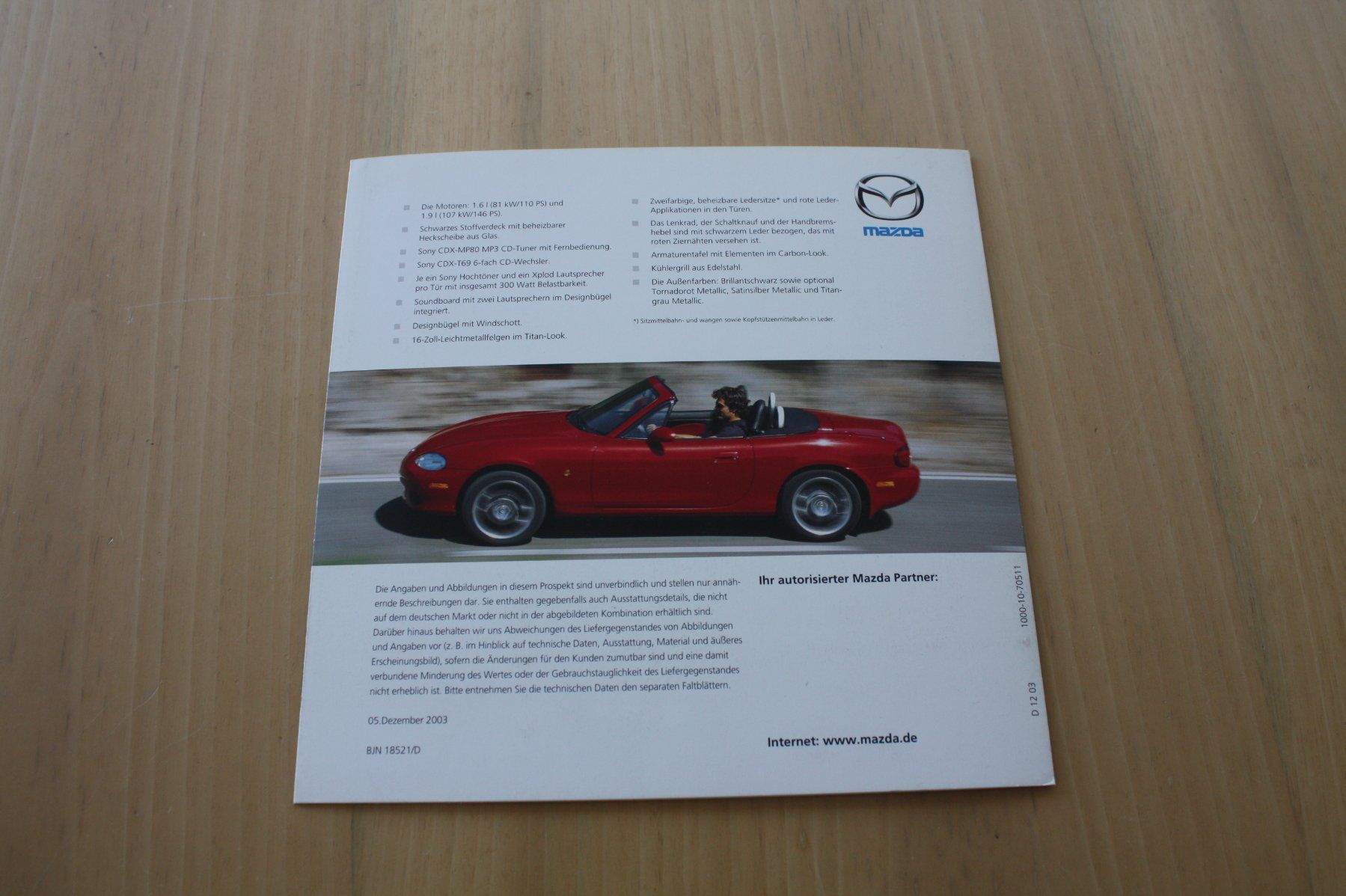 Mazda Dokumente: Mazda MX-5 Unplugged Prospekt 5/2003 – Gebraucht aus Wikon von erwin400 3